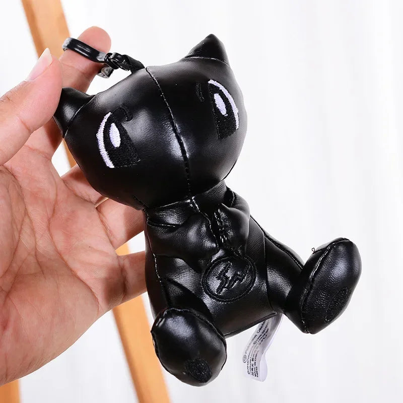 Black Leather Mew Plush Keychain