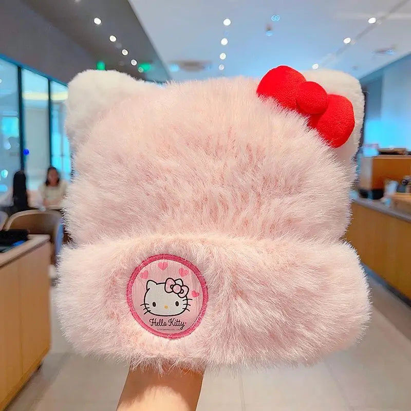 Fluffy Hello Kitty Beanie