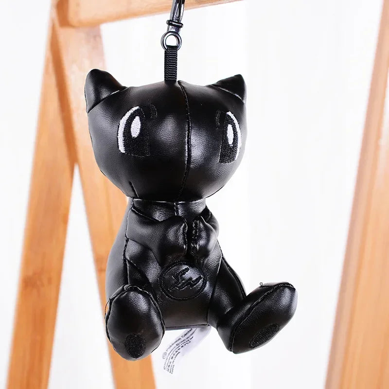 Black Leather Mew Plush Keychain